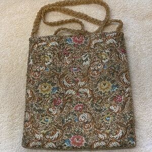 Vintage Walborg Floral Hand Beaded Tapestry Evening Purse